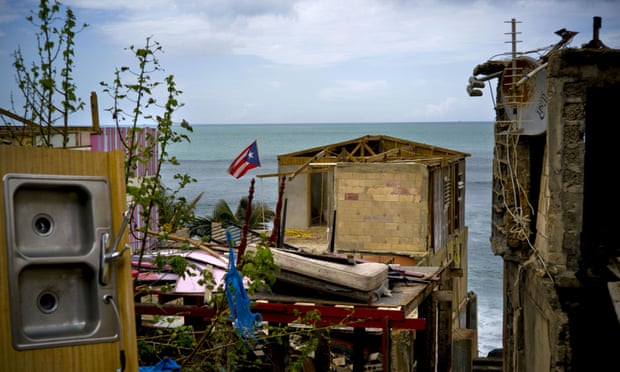 A damaged home in the aftermath of Hurricane Maria, in La Perla, San Juan, Puerto Rico. 
