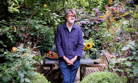 Nigel Slater photographed in his garden, August 2021.