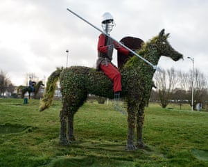 A statue on a roundabout on the outskirts of Bayeux depicts a soldier from the town’s famed tapestry.
