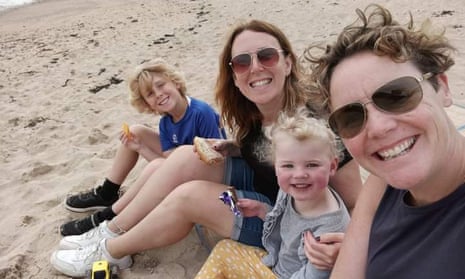 ‘It was a significant amount of money’ … Sue and Katie O’Leary-Hall, pictured with their children Will and Rose, lost their disability living allowance the day after Rose died.