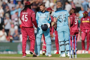 The players shake hands at the end of the match.