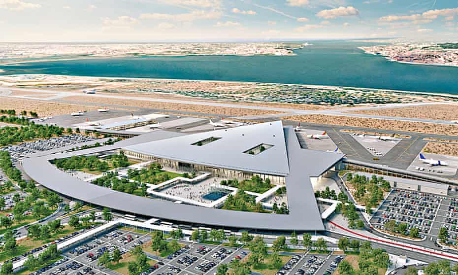 Plans for a new Lisbon international airport on the south bank of the River Tagus at Montijo.