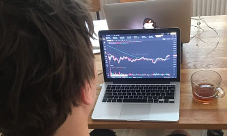 A person monitoring their crypto investments.