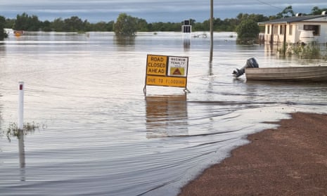 A flooded street in the northern Queensland town of Burketown. 