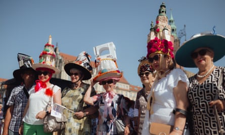 Some of the remarkable creations at the march of hats, Wrocław, Poland.