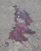 Blood on the tarmac after the strike