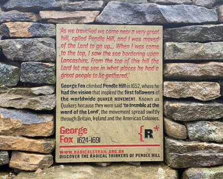 George Fox plaque on Pendle Hill is part of a Pendle Radicals Trail.