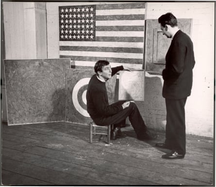 Jasper Johns working on Flag, 1958.