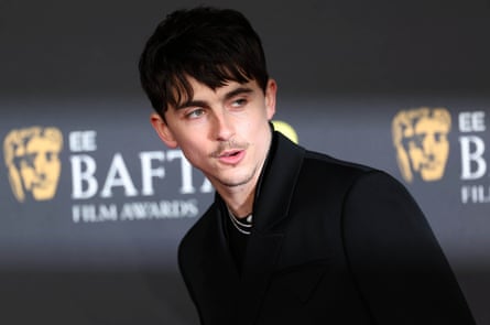 Timothée Chalamet poses on the red carpet at the 2025 EE Bafta Film Awards