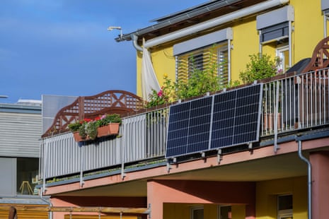 A solar power station on a balcony railing.