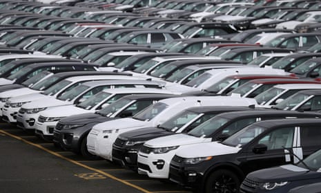 New Land Rover cars in the plant at Halewood in Liverpool, northern England.