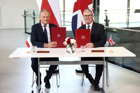 Starmer and and Tusk at the signing ceremony for the defence treaty at the Battle of Britain Bunker in Uxbridge.