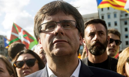 Carles Puigdemont at a rally celebrating the National Day of Catalonia in Barcelona on 11 September 2017.