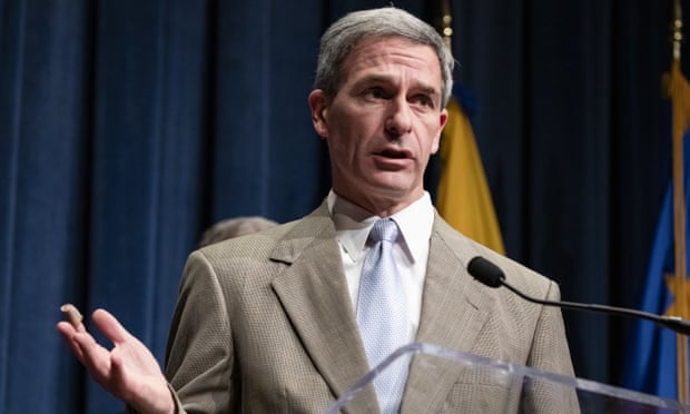 Ken Cuccinelli speaks during a press conference in Washington DC, on 7 February. 