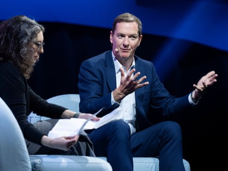 George Osborne speaking at an AI conference in Canada.