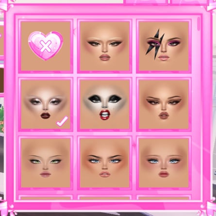 Eight female faces wearing makeup