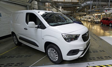 An electric van at Vauxhall's plant in Ellesmere Port, Cheshire