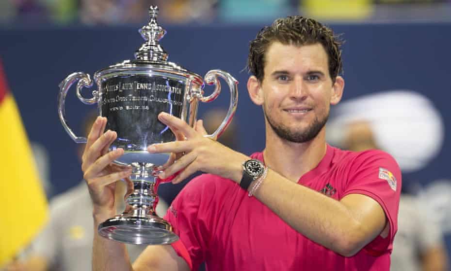 Dominic Thiem holds up the trophy after winning the US Open 2020 final against Alexander Zverev