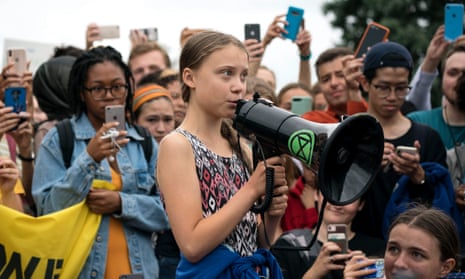‘Given the right circumstances, being different is a superpower’: Greta Thunberg outside the White House.