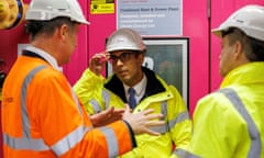 Rishi Sunak touring a combined heat and power plant in London on Tuesday.