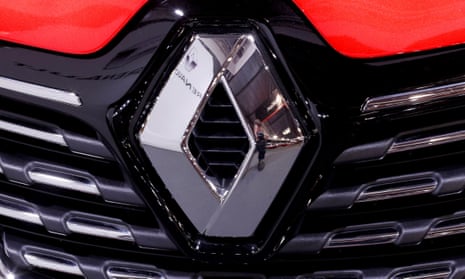 The Renault logo on a vehicle displayed during the International Motor Show in Riga, Latvia