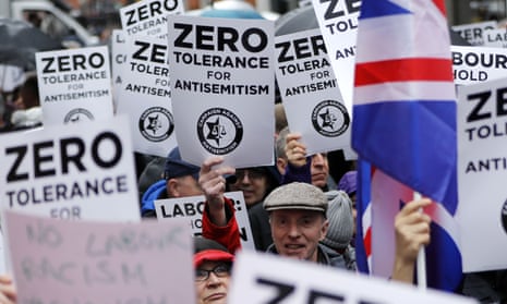 A demonstration organised by the Campaign Against Antisemitism outside the head office of the Labour party in London.
