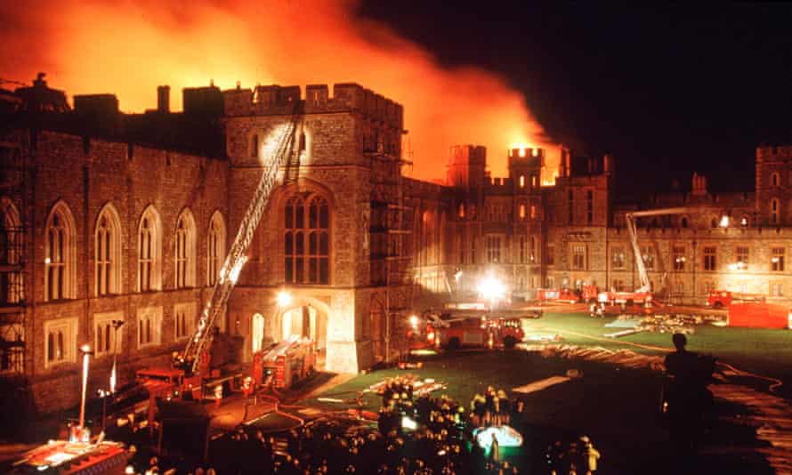 The fire at Windsor Castle, 1992.