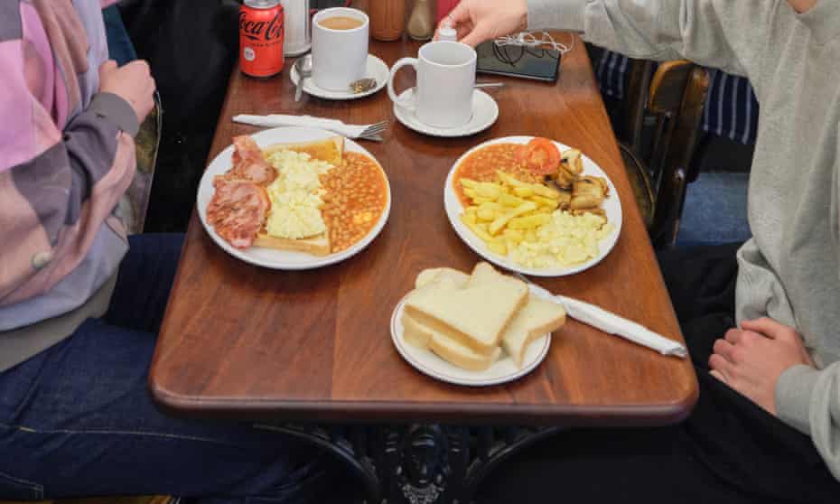 English breakfasts at the Hope Workers cafe, on Holloway Road, London. 