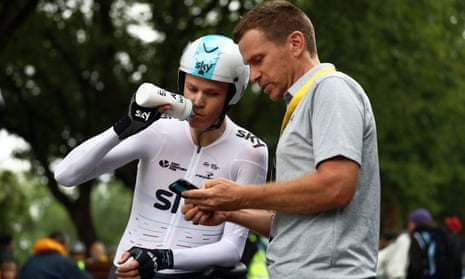 Chris Froome and Tim Kerrison at the 2017 Tour de France