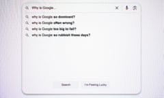 Illustration of a Google search page asking questions about Google
