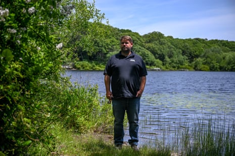 Bryan McGowin, 41, founder and president of Advanced Wastewater Solutions, poses for a portrait at Little Fresh Pond on Thursday, June 10, 2021 in the North Sea neighborhood of Southampton, New York