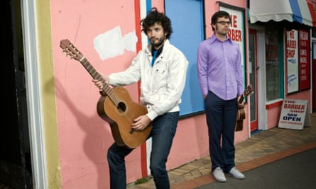 McKenzie with Jemaine Clement (right) in Flight of the Conchords.