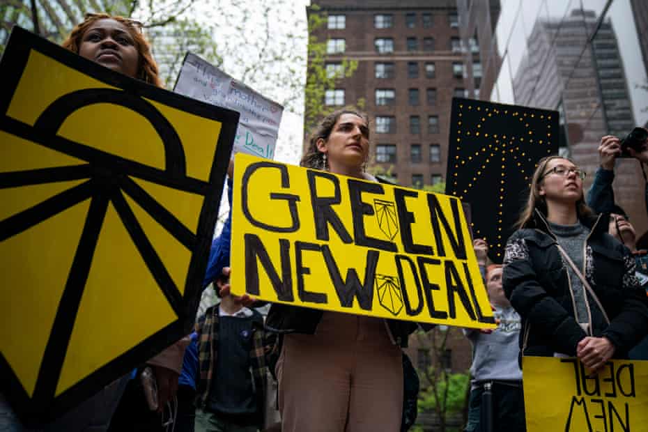 Climate Activists Protest Against Senate Leader Chuck Schumer Demanding He Sign On To Green New DealNEW YORK, NY - APRIL 30: Activists rally in support of proposed 'Green New Deal' legislation outside of Senate Minority Leader Chuck Schumer's (D-NY) New York City office, April 30, 2019 in New York City. The activists called on Minority Leader Schumer (D-NY) to support the 'Green New Deal' legislation in Congress.