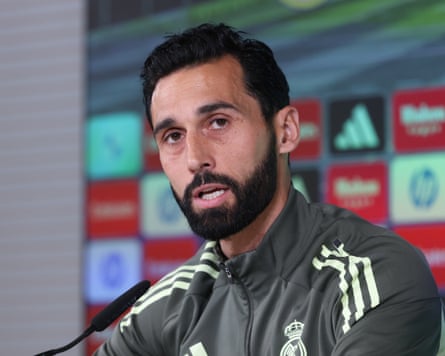 Álvaro Arbeloa speaks at a press conference