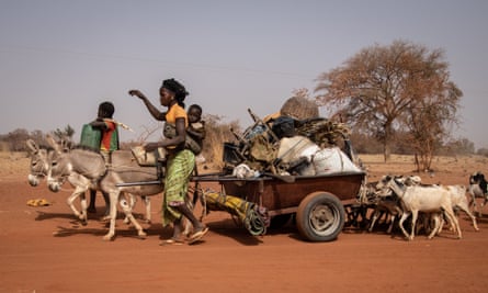 People flee jihadist and inter-community violence in northern Burkina Faso, January 2020.