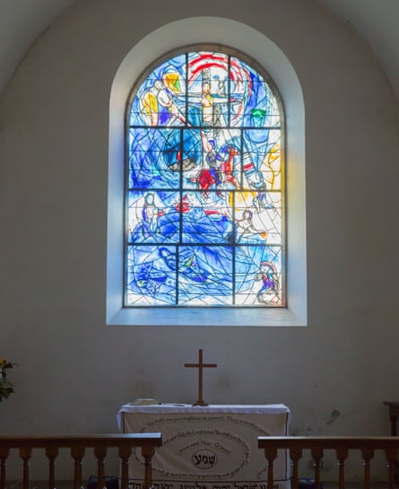 A Marc Chagall stained glass window in All Saints’ Church, Tudeley, Kent.