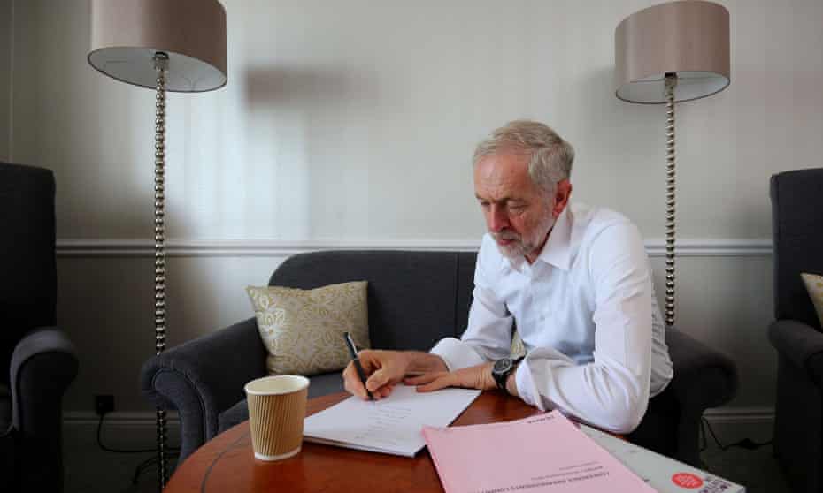 Jeremy Corbyn prepares for his first leader’s speech at his party’s conference in Brighton