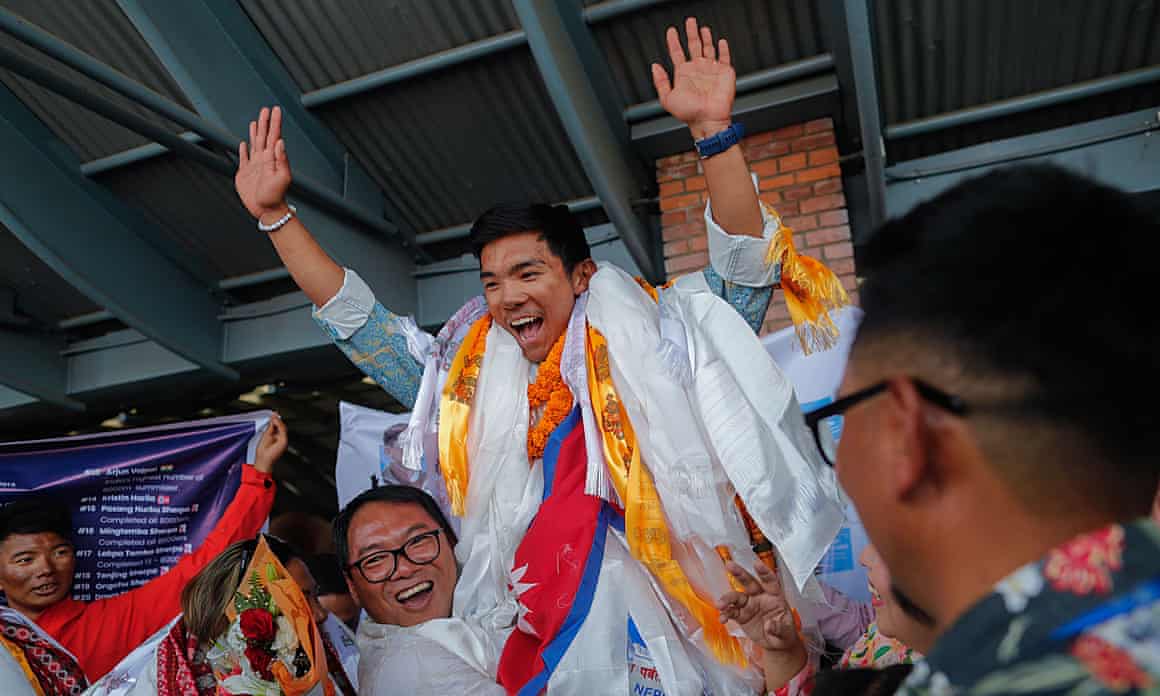 Nima Rinji Sherpa upon his return to Kathmandu