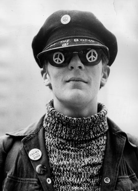 A protester at a CND march in April 1966