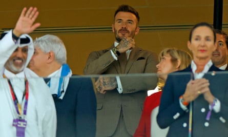 David Beckham watches on from the stands
