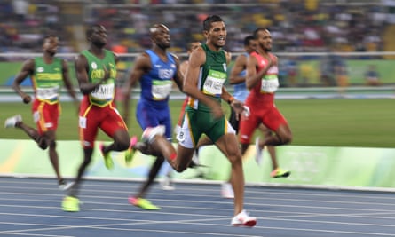 Wayde van Niekerk in action during his world record performance in the men’s 400m final at the Rio 2016 Olympic Games