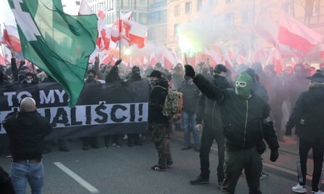 The independence day march in Warsaw.