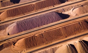 Stockpiles of iron ore