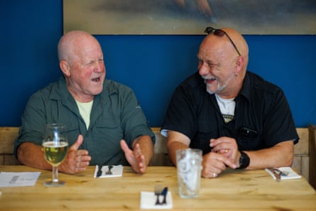 Gavin and Tony chatting at a restaurant table
