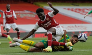 Darnell Furlong of West Bromwich Albion and Bukayo Saka of Arsenal.