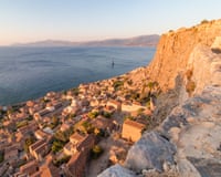A seaside town on a cliffside.