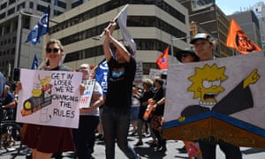 Marchers at the ‘Change the Rules’ rally in Sydney.