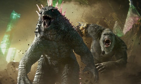 Godzilla, left, and Kong warm up for the next bout in Godzilla x Kong: The New Empire.