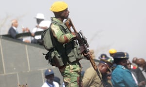 An armed member of the Zimbabwe National Army.