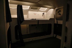 The small bed bunks where the crew rest.